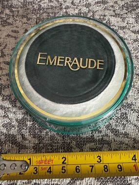 Emeraude Dusting Powder By Coty 1.75oz New Old Stock Sealed Vintage Green w/Puff